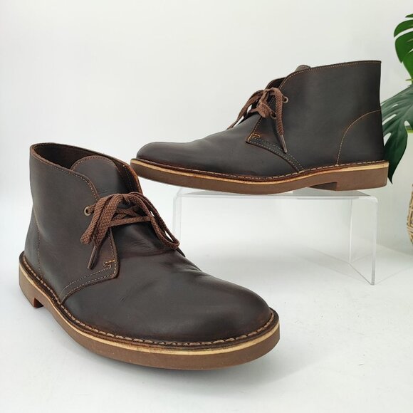 Clarks Men's Bushacre Brown Leather Boots Size 11 - Picture 1 of 8